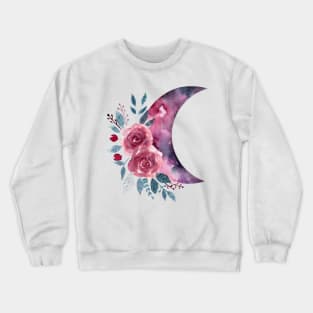 Flowers moon watercolor Crewneck Sweatshirt